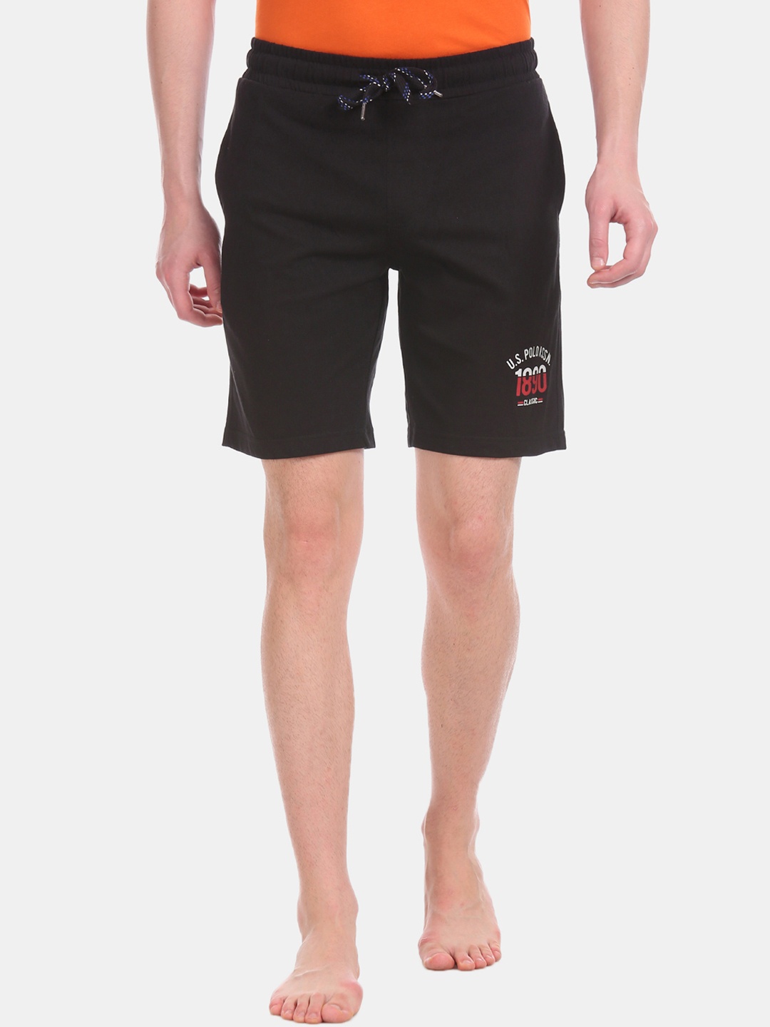 

U.S. Polo Assn. Men Black Solid Lounge Shorts