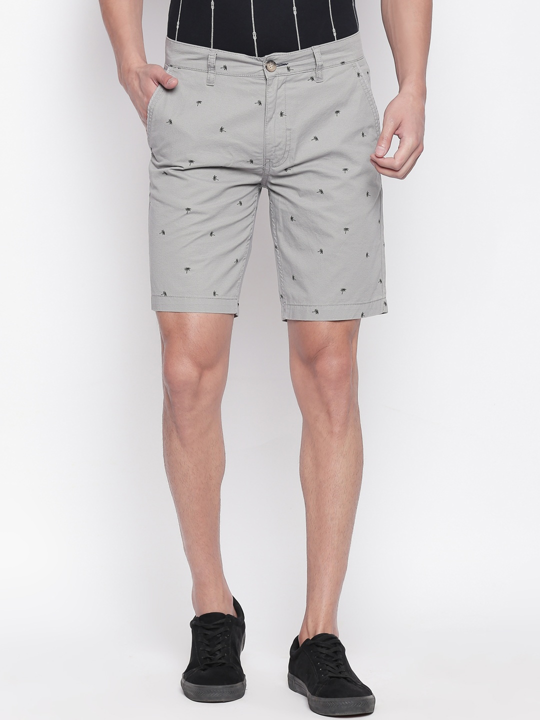 

Urban Ranger by pantaloons Men Grey Printed Slim Fit Regular Shorts
