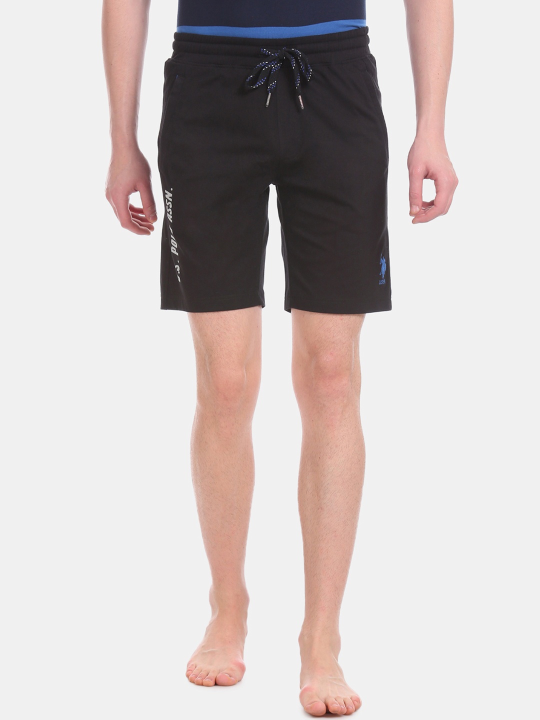 

U.S. Polo Assn. Men Black Solid Lounge Shorts