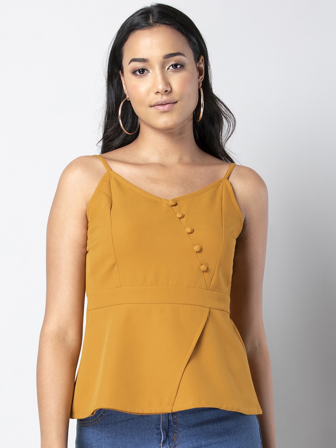 

FabAlley Women Yellow Solid Peplum Top