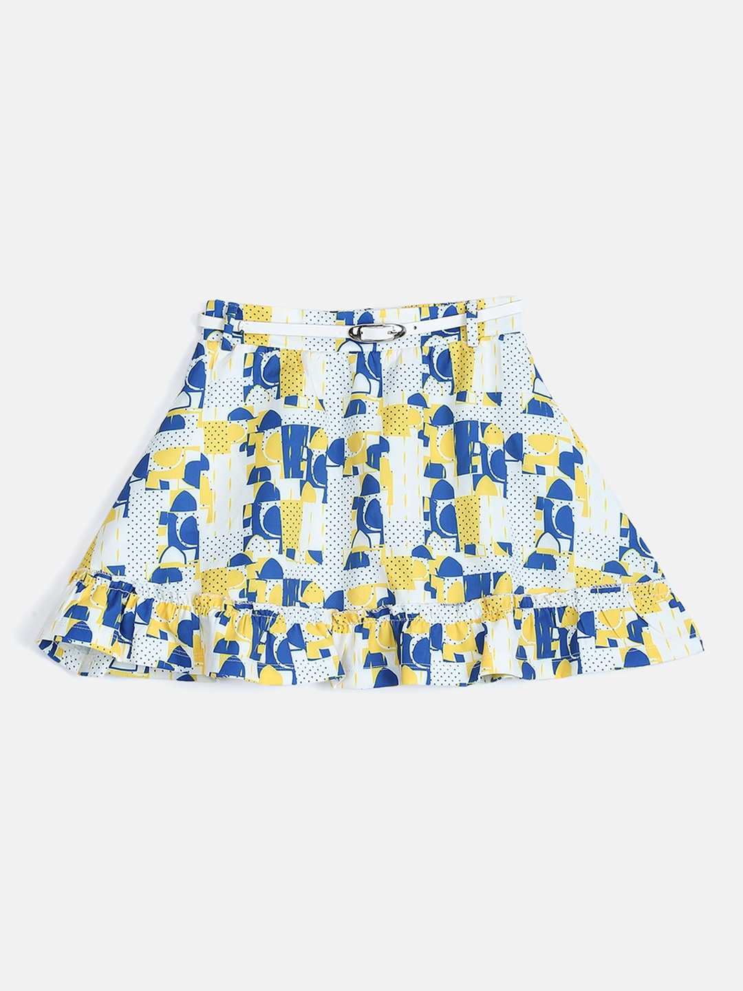 

ELLE Girls White & Yellow Printed A-Line Skirt
