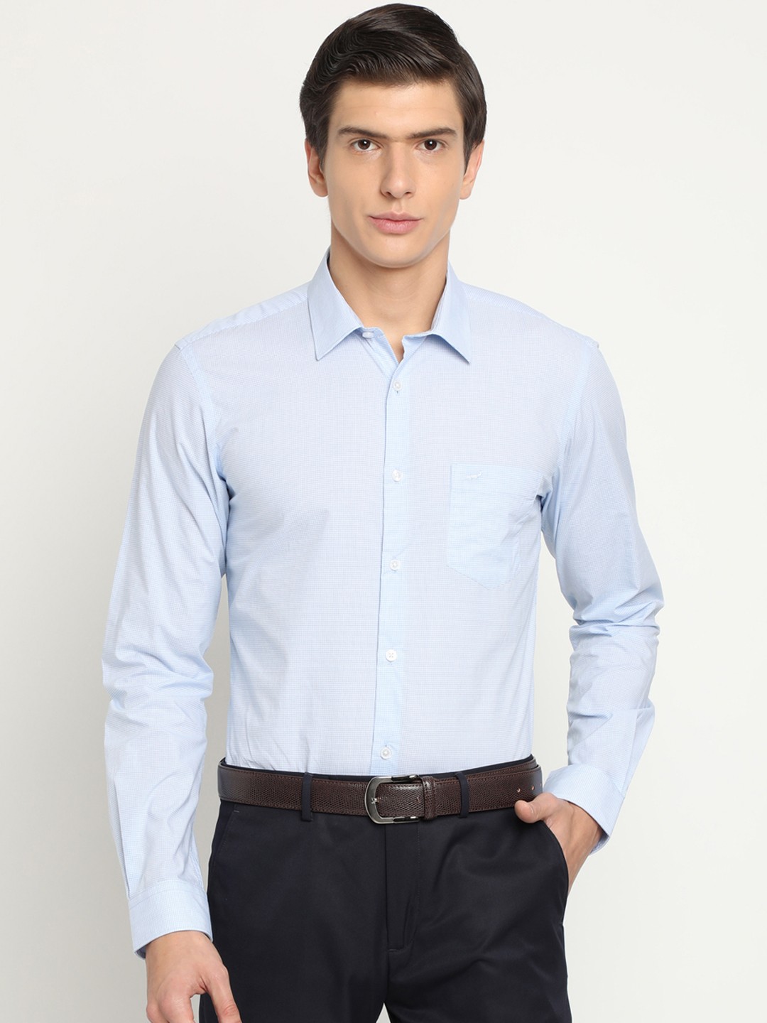 

Crocodile Men Blue Classic Slim Fit Checked Formal Shirt