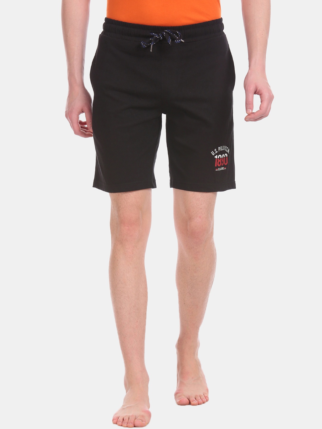 

U.S. Polo Assn. Men Black Solid Lounge Shorts
