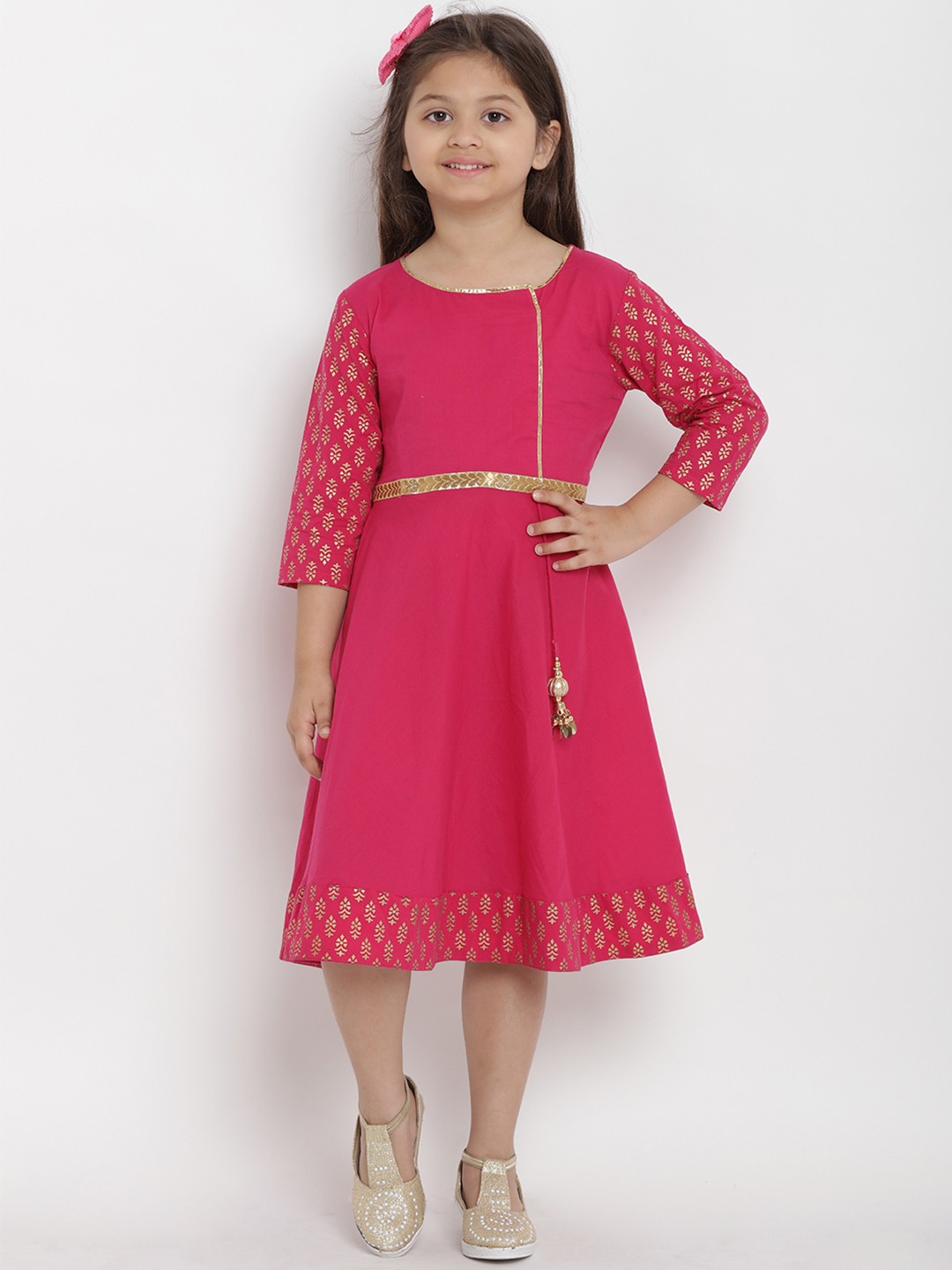 

Bitiya by Bhama Girls Pink Printed Fit and Flare Dress