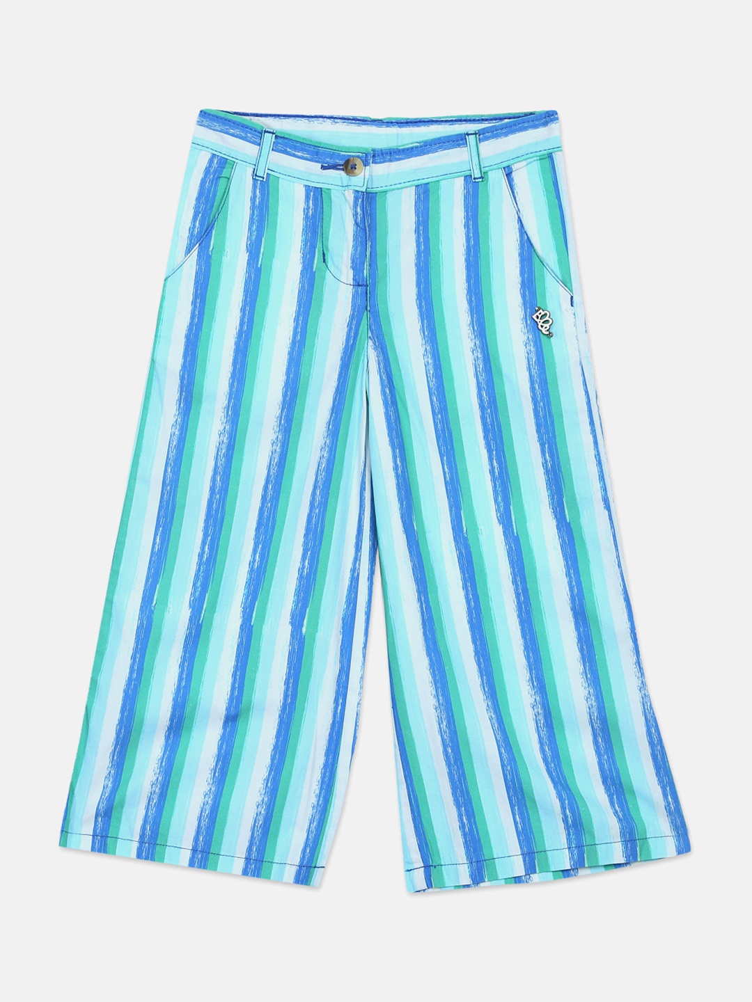 

ELLE Girls Blue & White Regular Fit Striped Culottes