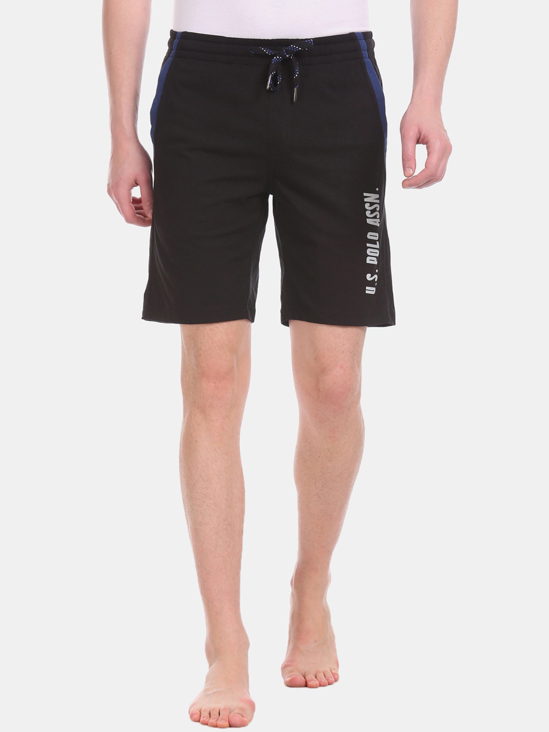 

U.S. Polo Assn. Men Black Solid Lounge Shorts