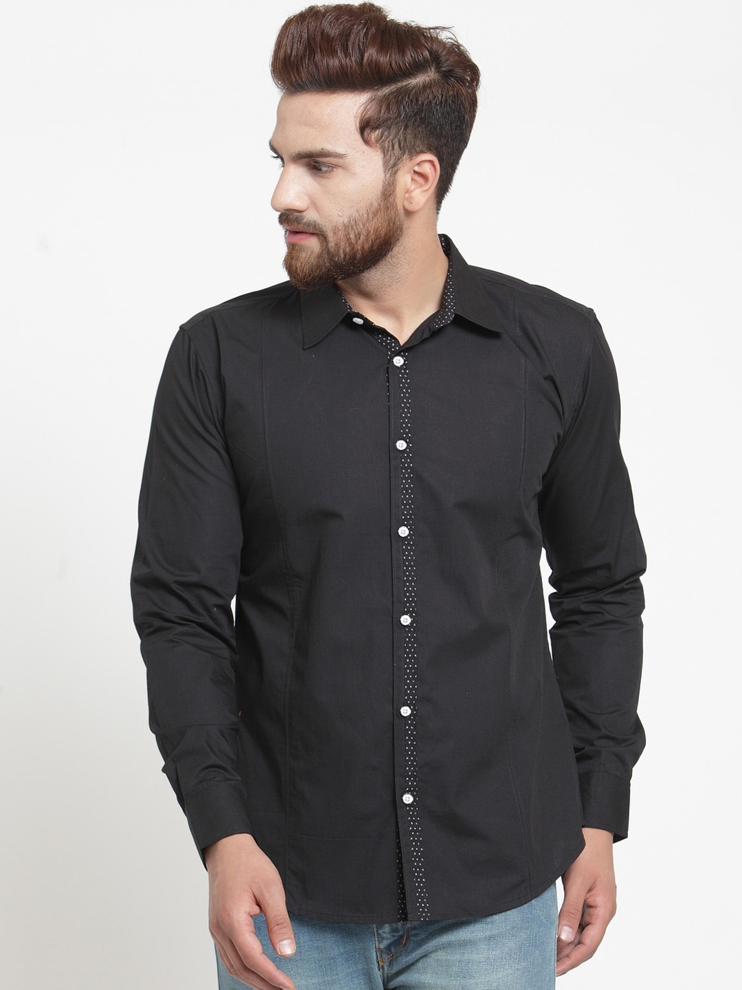 

Purple State Men Black Slim Fit Solid Casual Shirt