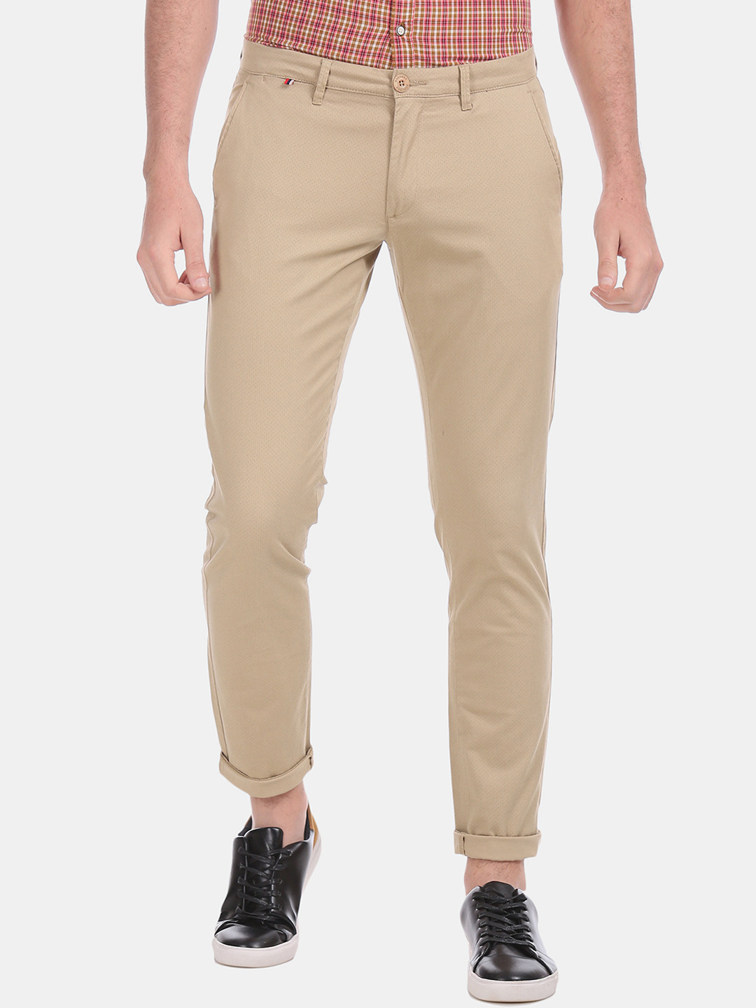 

Ruggers Men Beige Slim Fit Solid Regular Trousers