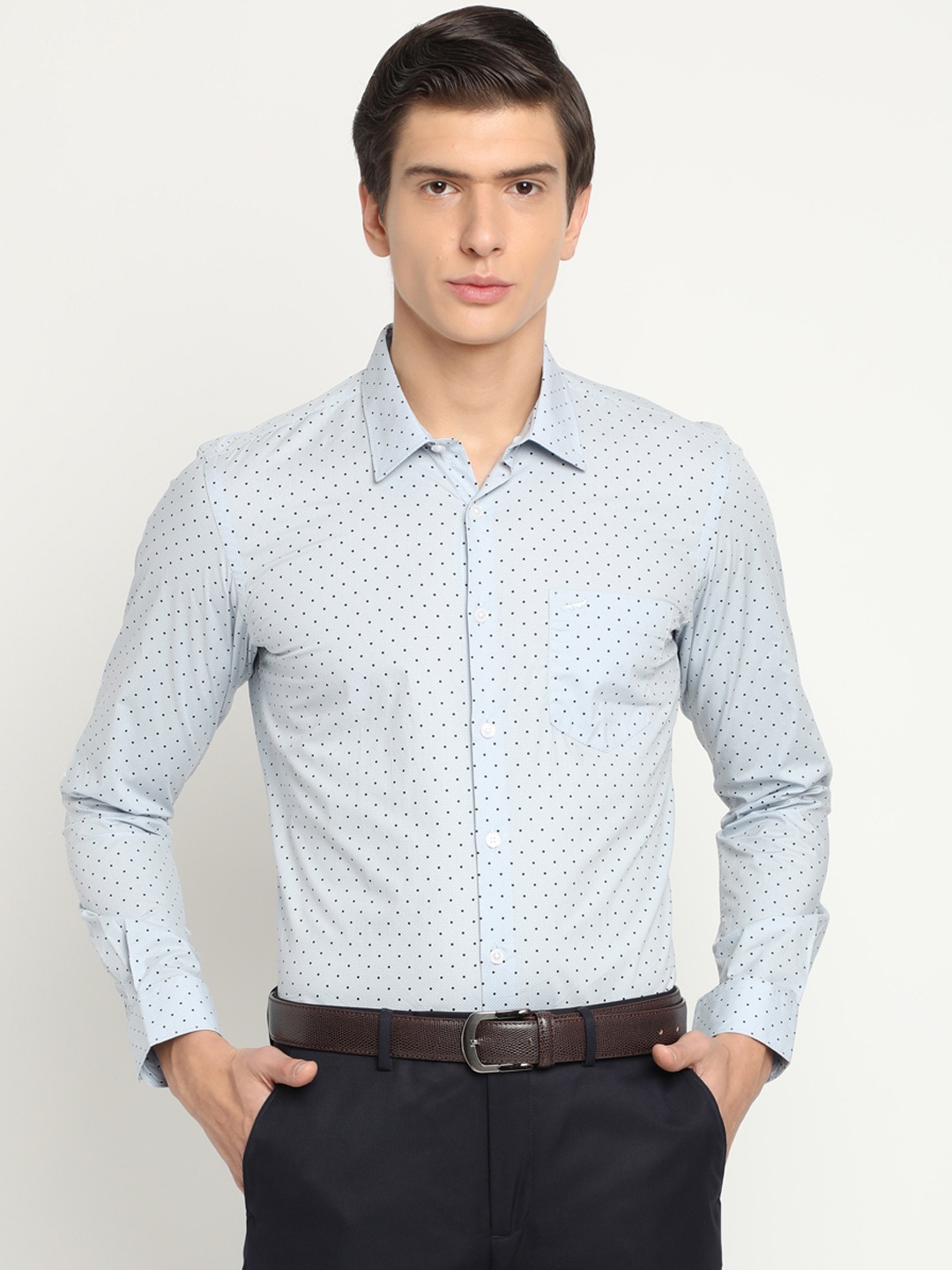 

Crocodile Men Blue Classic Slim Fit Printed Formal Shirt