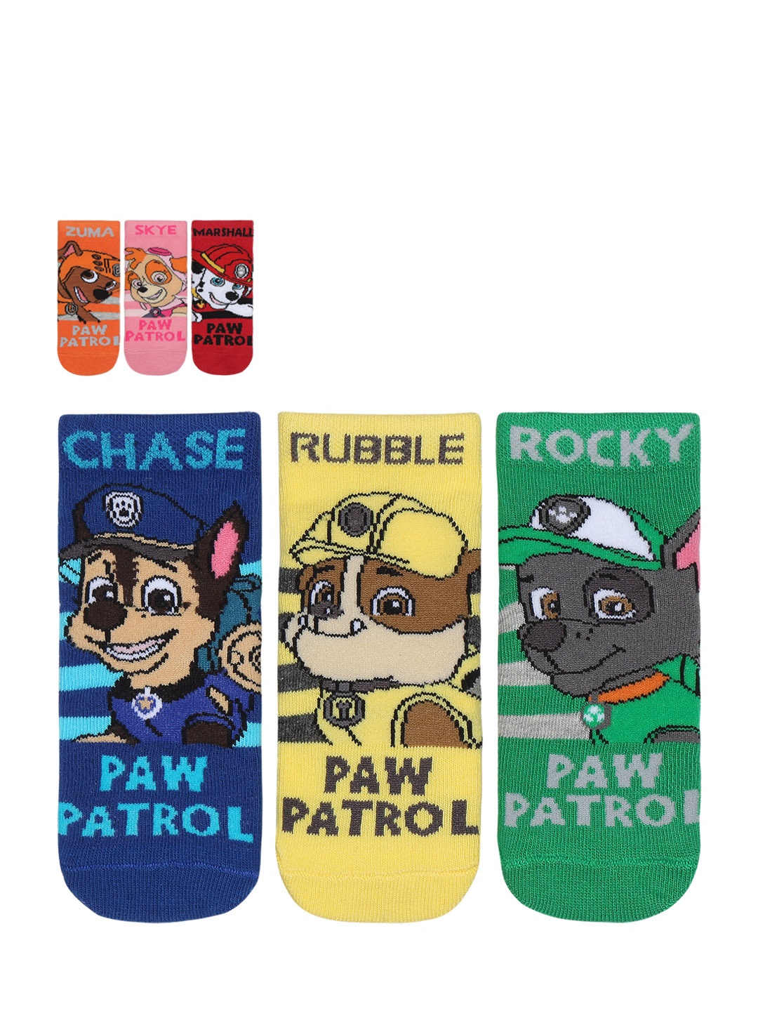 Supersox Kids Pack of 6 Assorted Paw Patrol Character Ankle-Length Socks