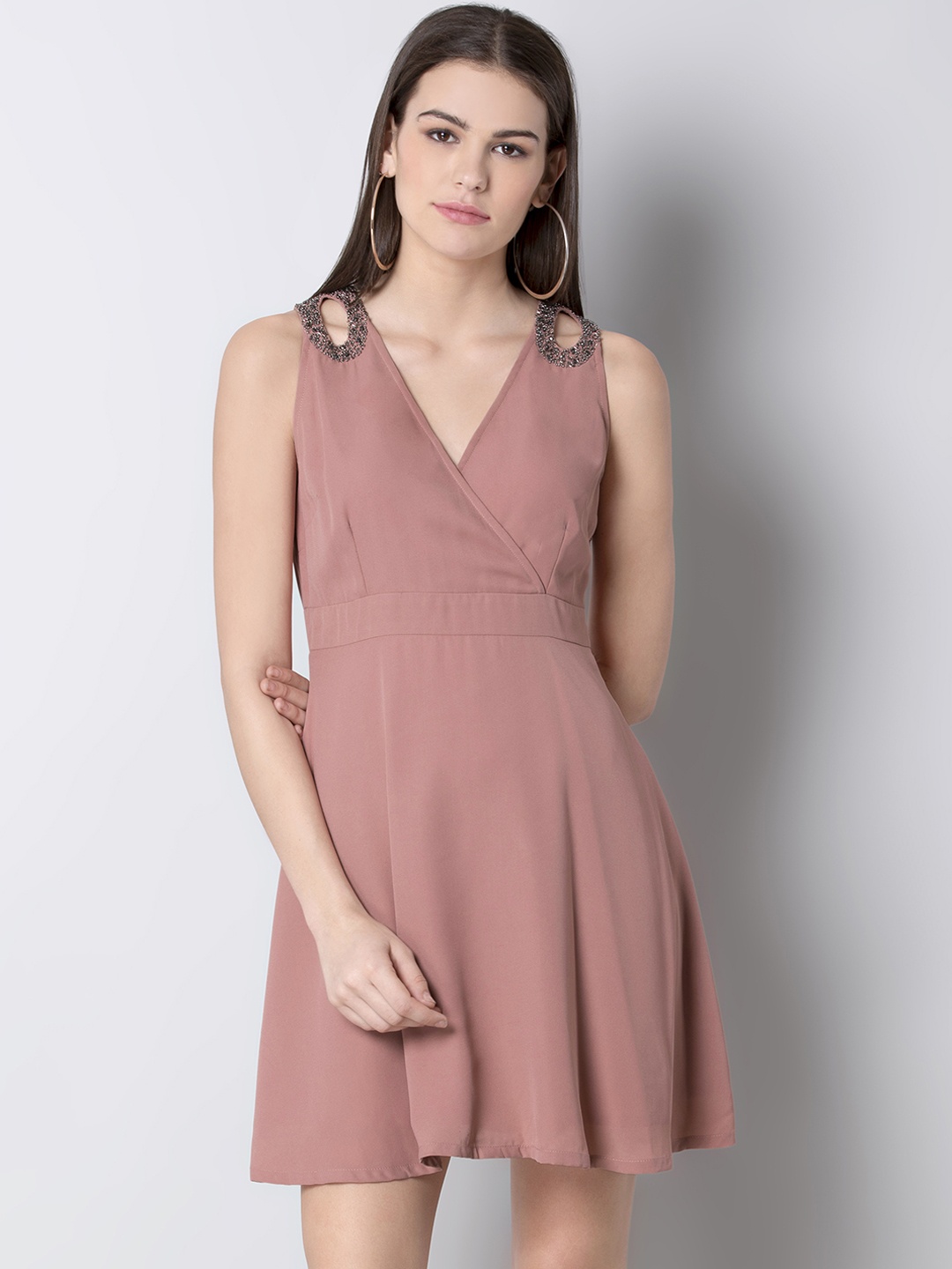 

FabAlley Women Pink Embellished Fit and Flare Dress