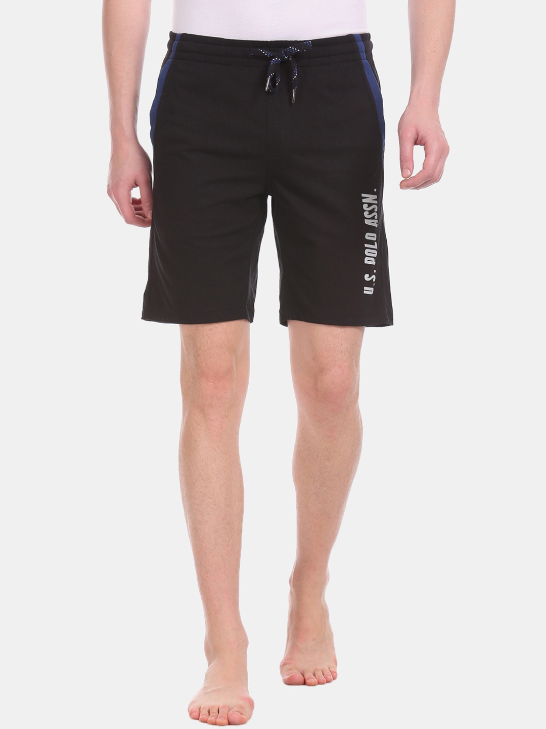 

U.S. Polo Assn. Men Black Solid Lounge Shorts