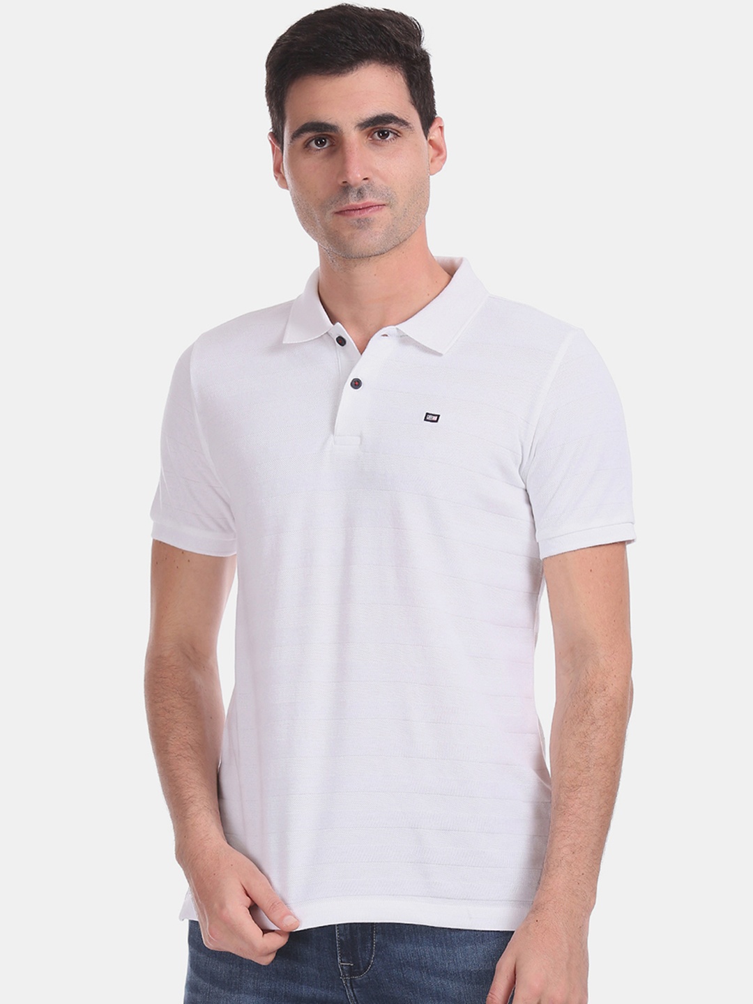 

Arrow Men White Solid Polo Collar Pure Cotton T-shirt