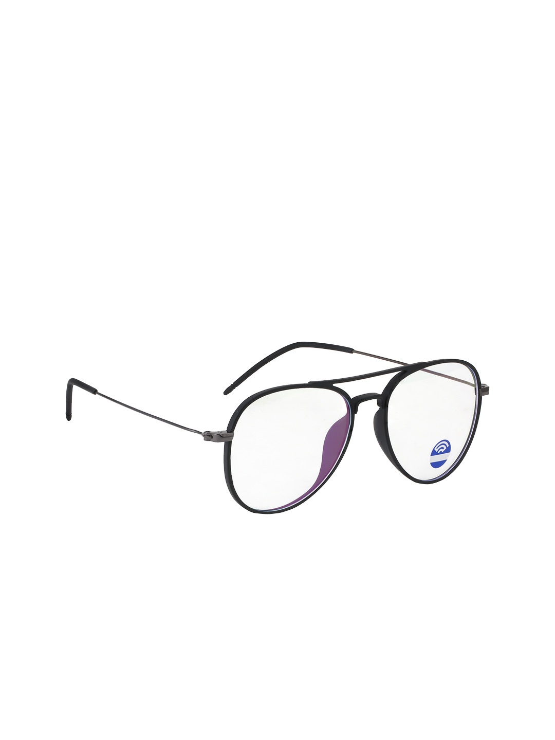 

ROYAL SON Men Solid Aviator Blue Light Block Full Rim Spectacle Frames SF002-C1, Black