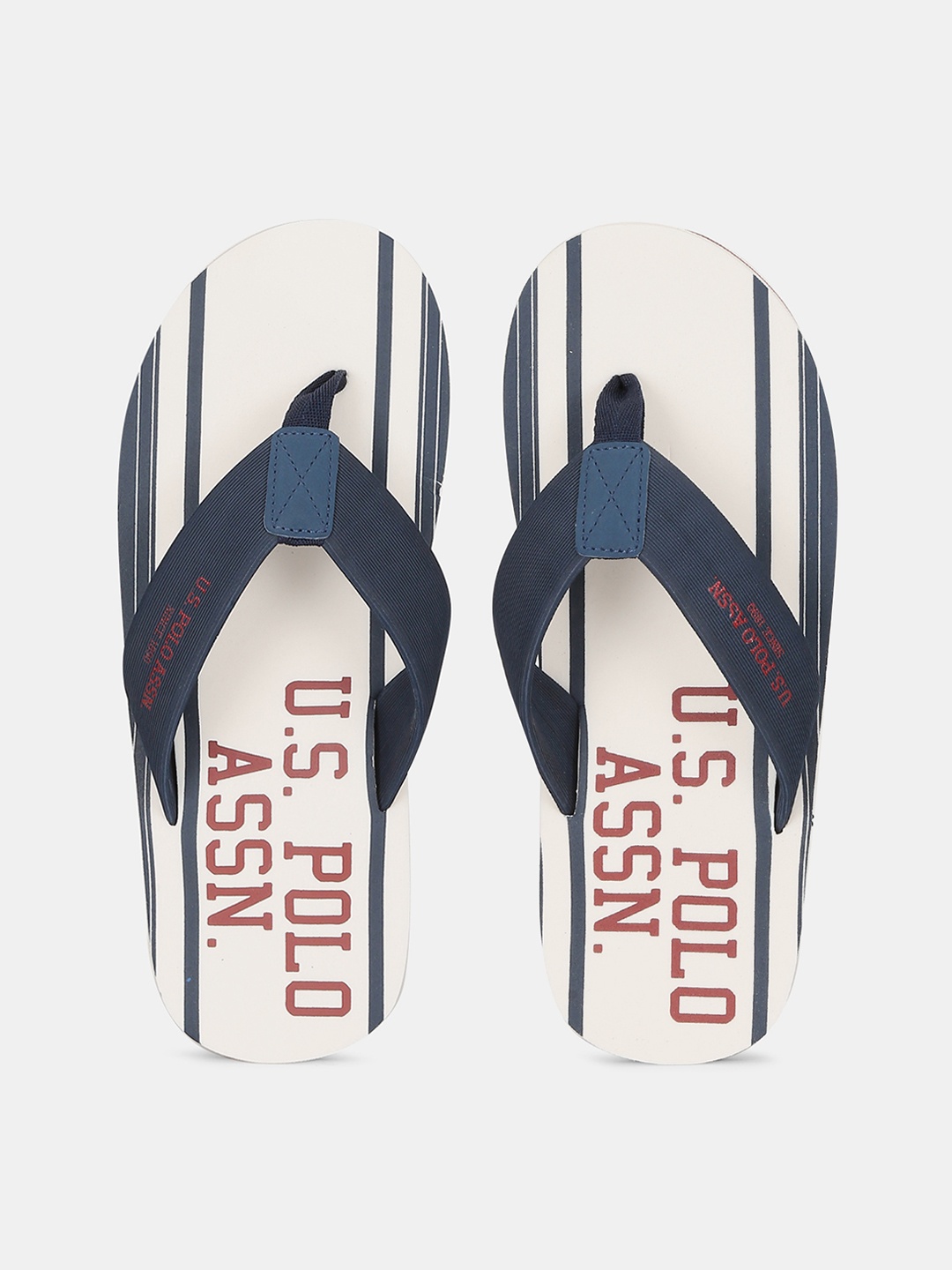 

U.S. Polo Assn. Men White & Blue Printed Thong Flip-Flops