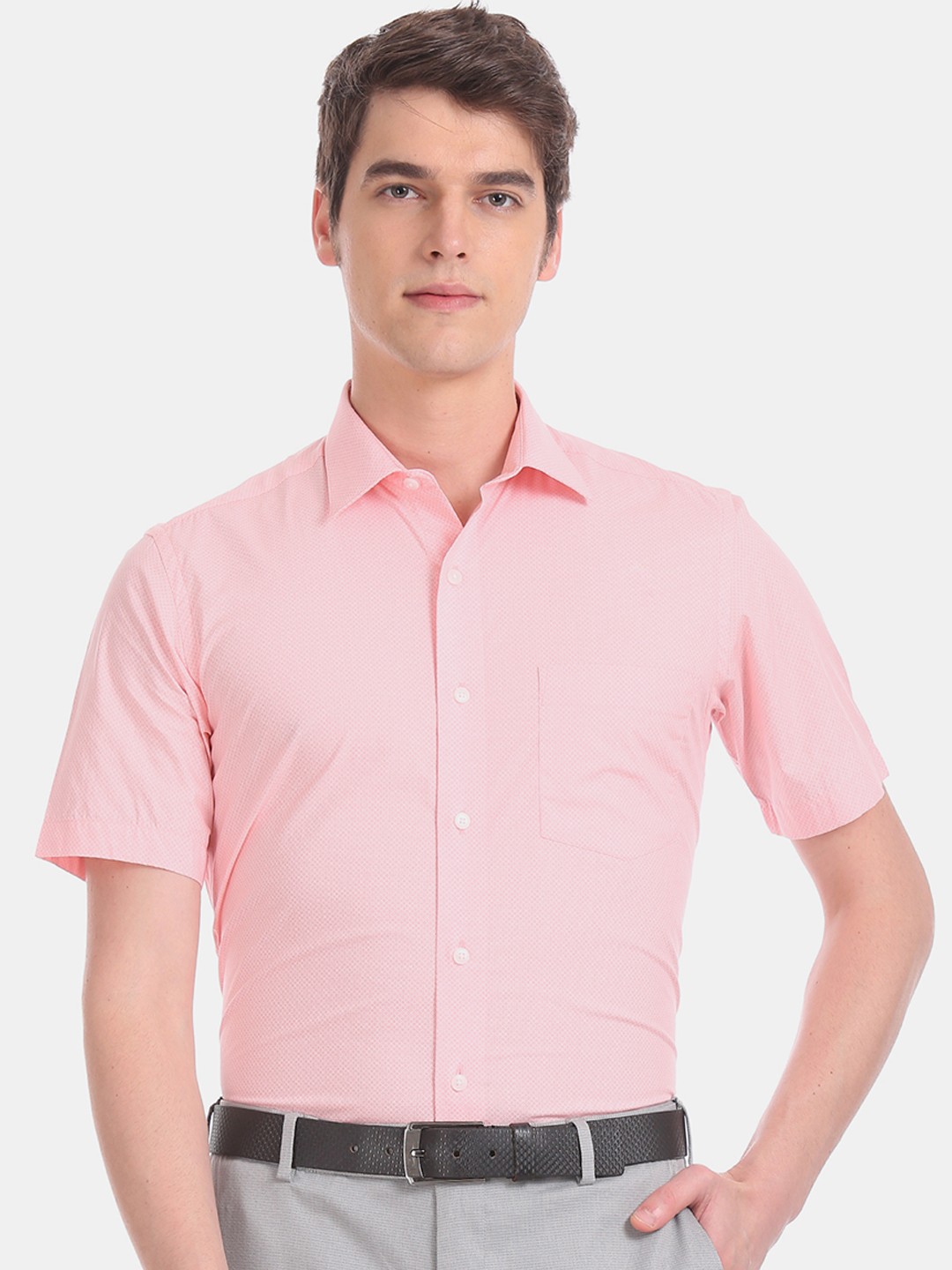

Arrow Men Pink Regular Fit Printed Formal Shirt