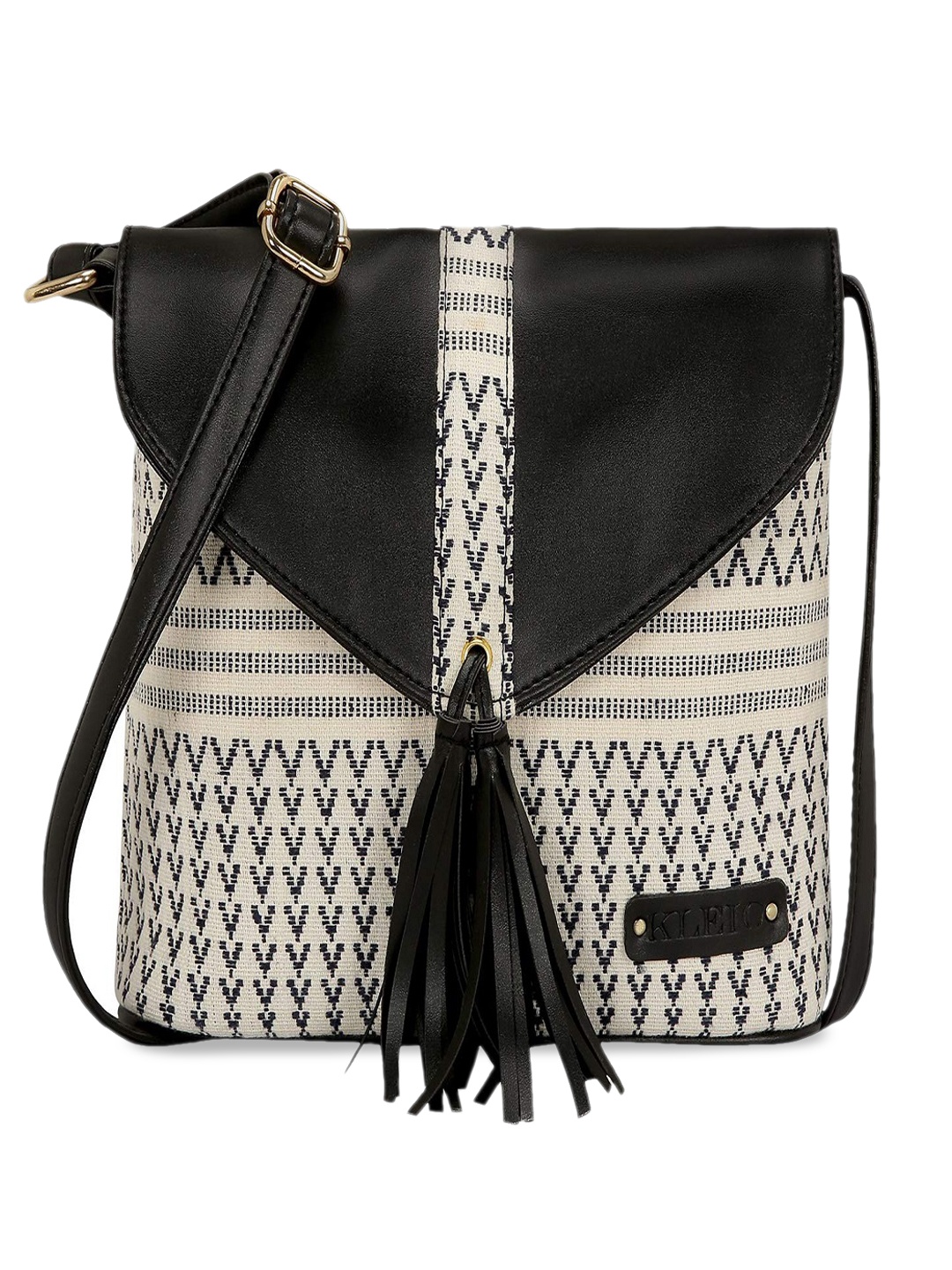 

KLEIO Women Jacquard Weave Sling Bag, Black
