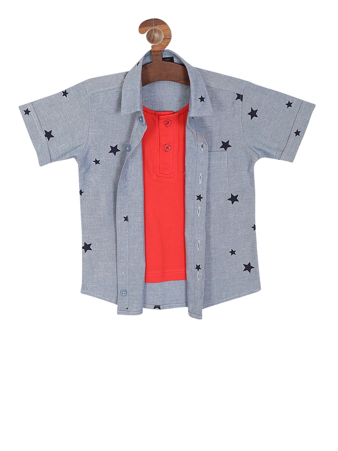 

RIKIDOOS Boys Blue Regular Fit Printed Casual Shirt