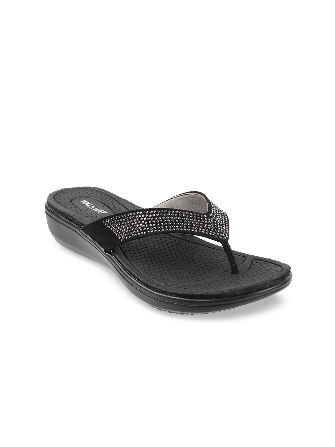 

WALKWAY by Metro Women Black Embellished Open Toe Flats