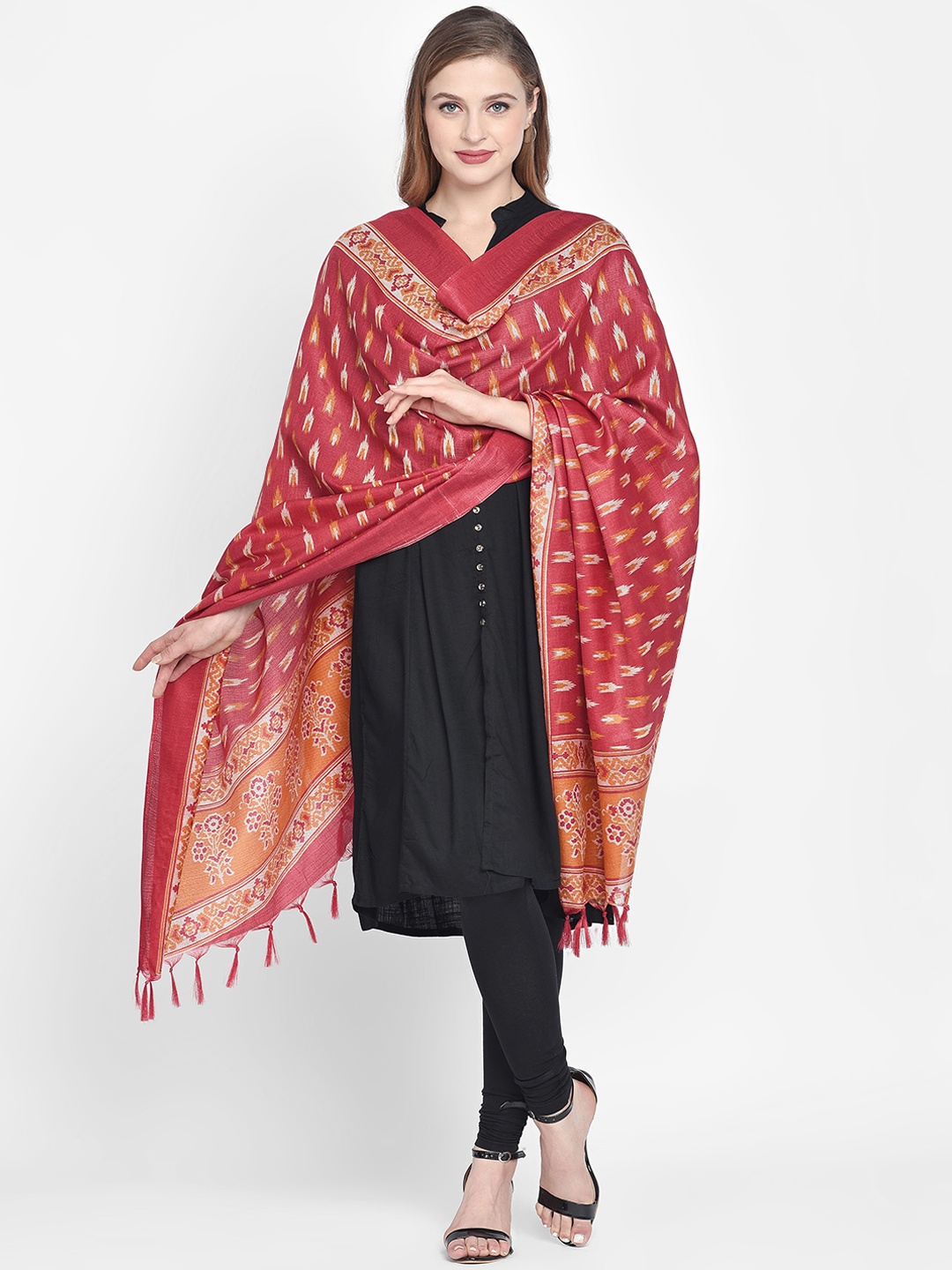 

Dupatta Bazaar Red & Yellow Printed Dupatta