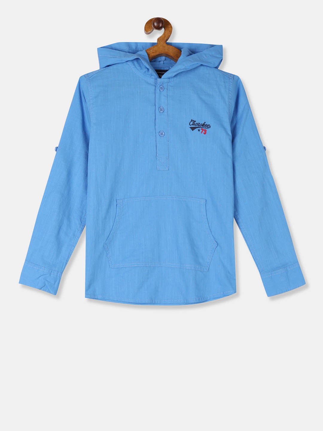 

Cherokee Boys Blue Regular Fit Solid Casual Shirt