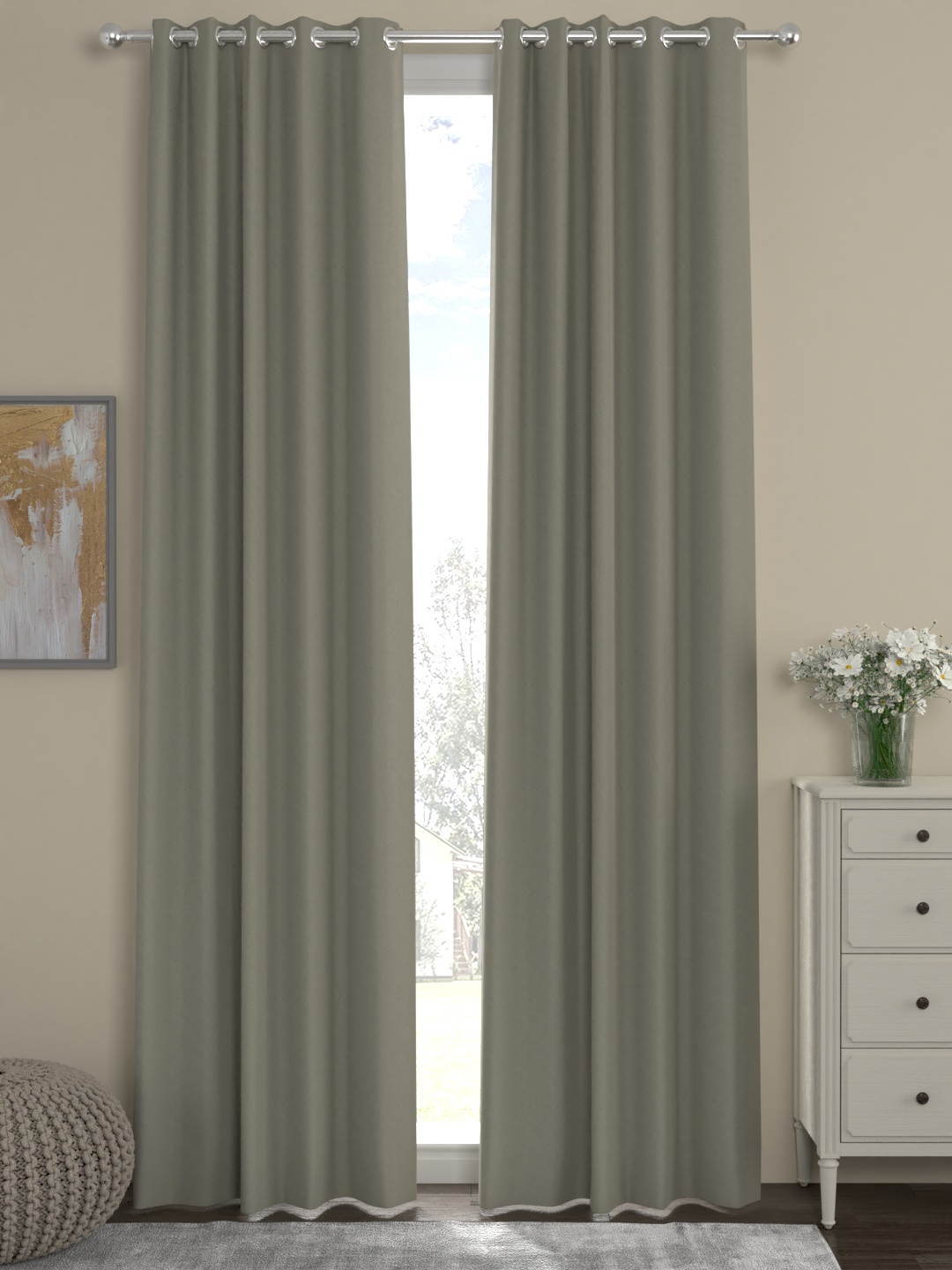 

ROSARA HOME Grey Single Long Door Curtain