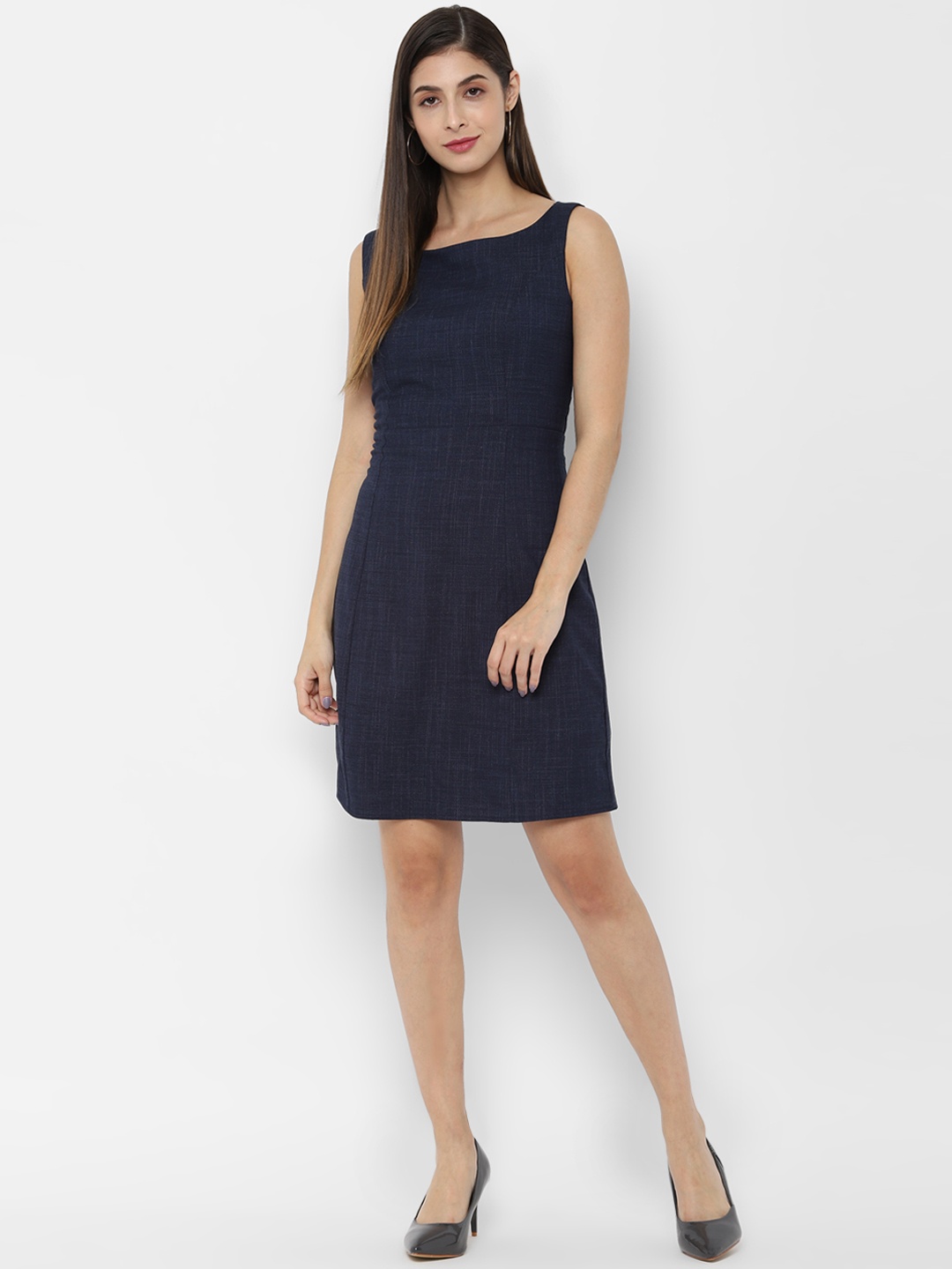 

Allen Solly Woman Navy Blue Solid Sheath Dress