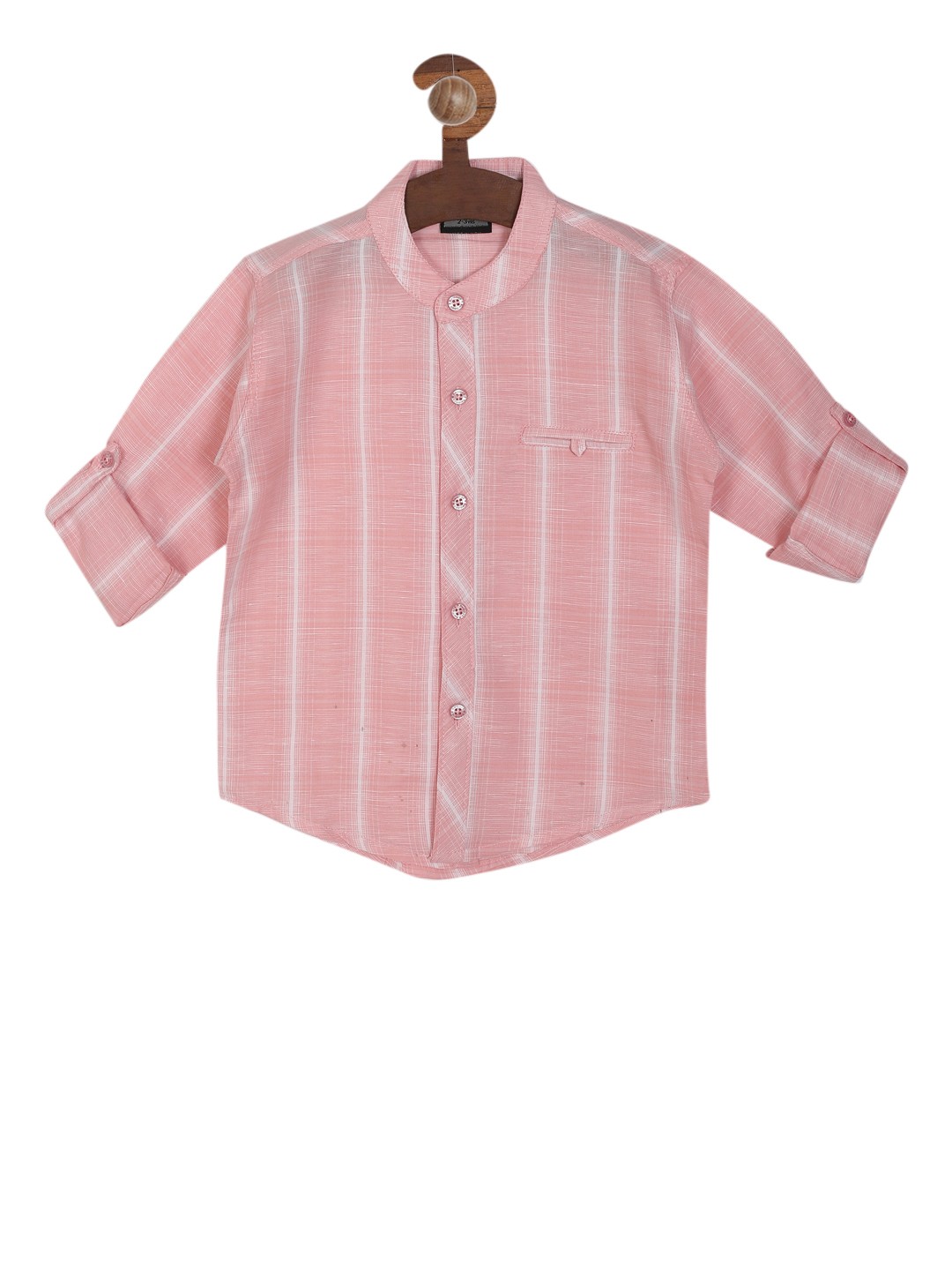 

RIKIDOOS Boys Peach-Coloured & White Regular Fit Checked Casual Shirt