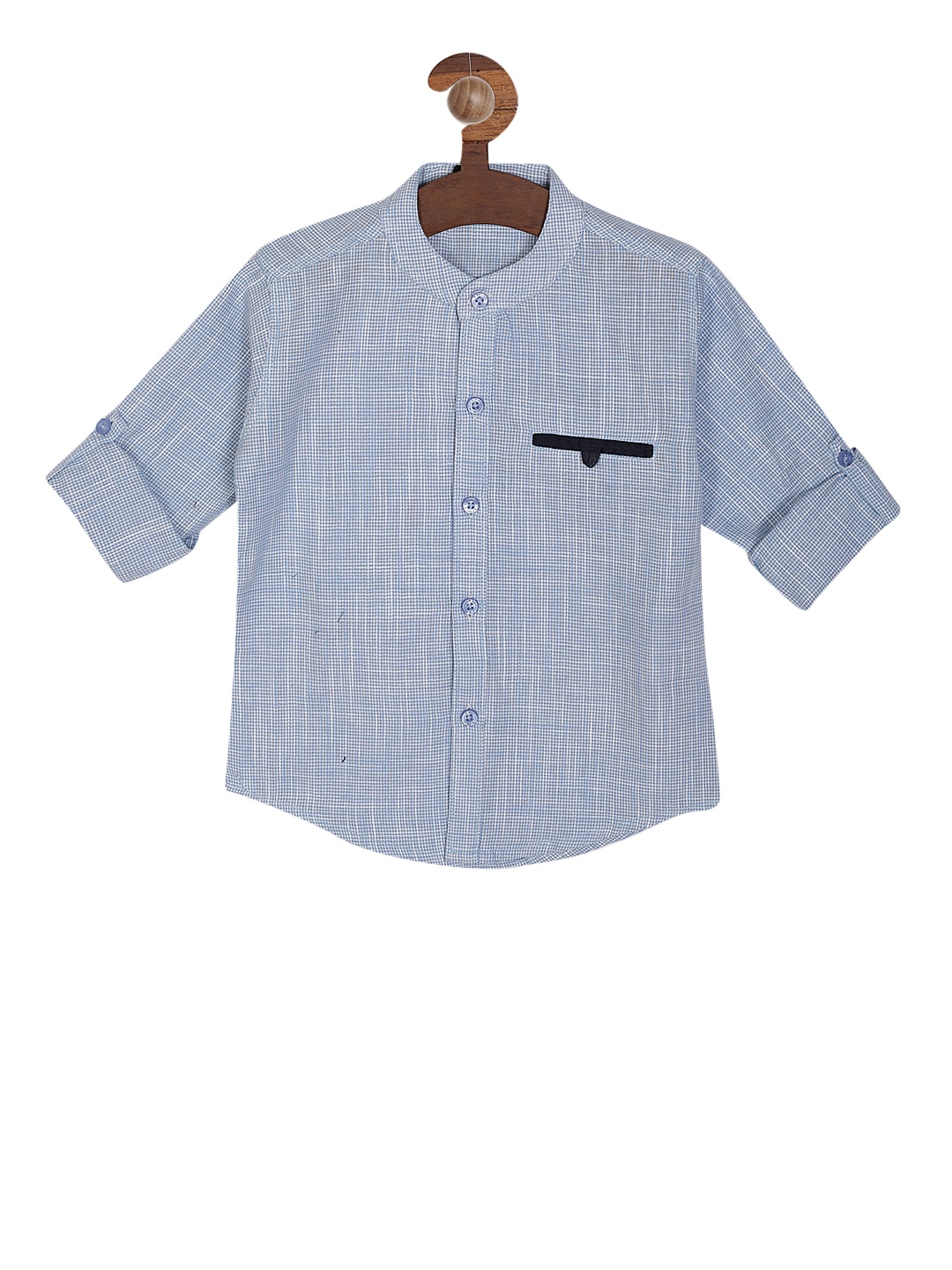 

RIKIDOOS Boys Blue & White Regular Fit Self Design Casual Shirt