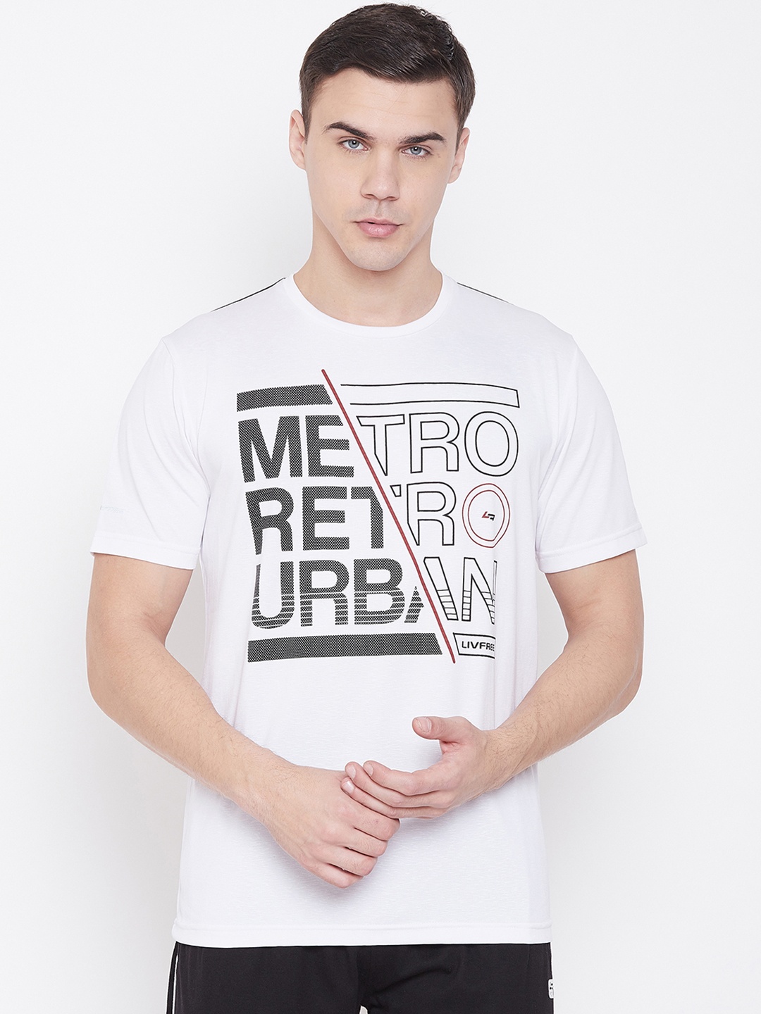 

NEVA Men White & Black Printed Round Neck T-shirt
