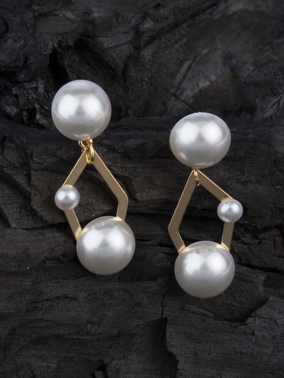 

E2O White & Gold-Plated Classic Drop Earrings