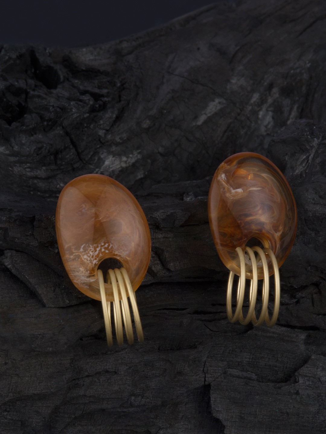 

E2O Brown & Gold-Plated Classic Drop Earrings