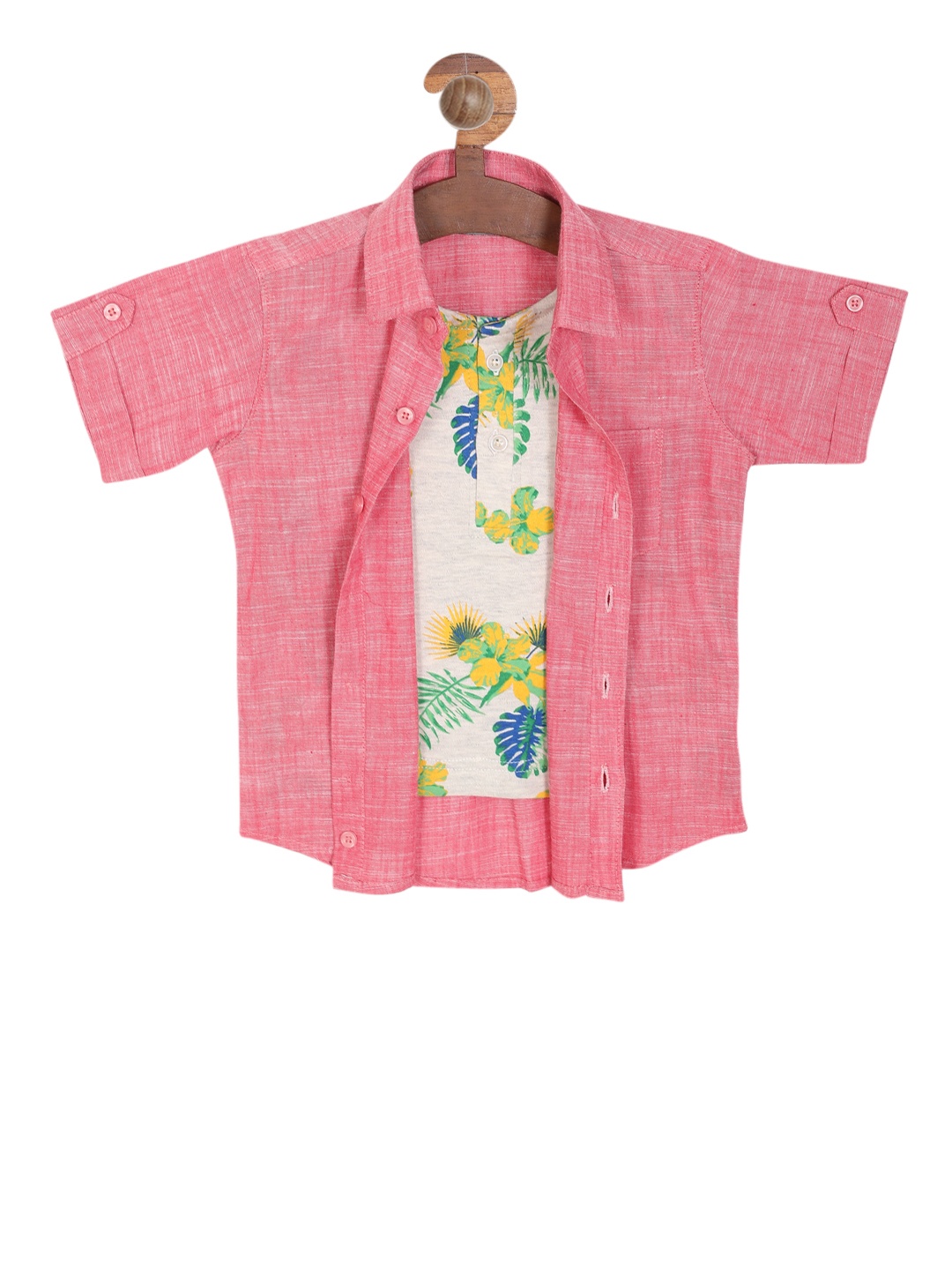 

RIKIDOOS Boys Pink Regular Fit Solid Casual Shirt