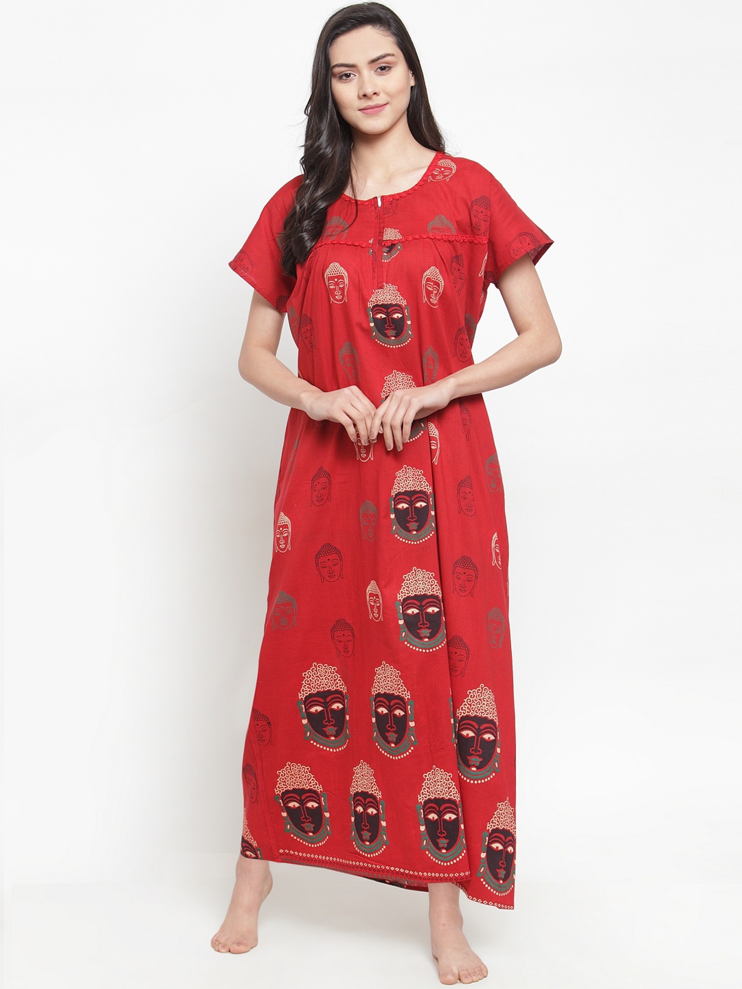 

Secret Wish Red Printed Nightdress