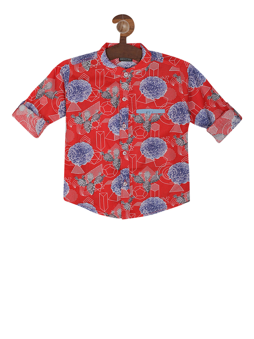 

RIKIDOOS Boys Red & Blue Regular Fit Printed Casual Shirt