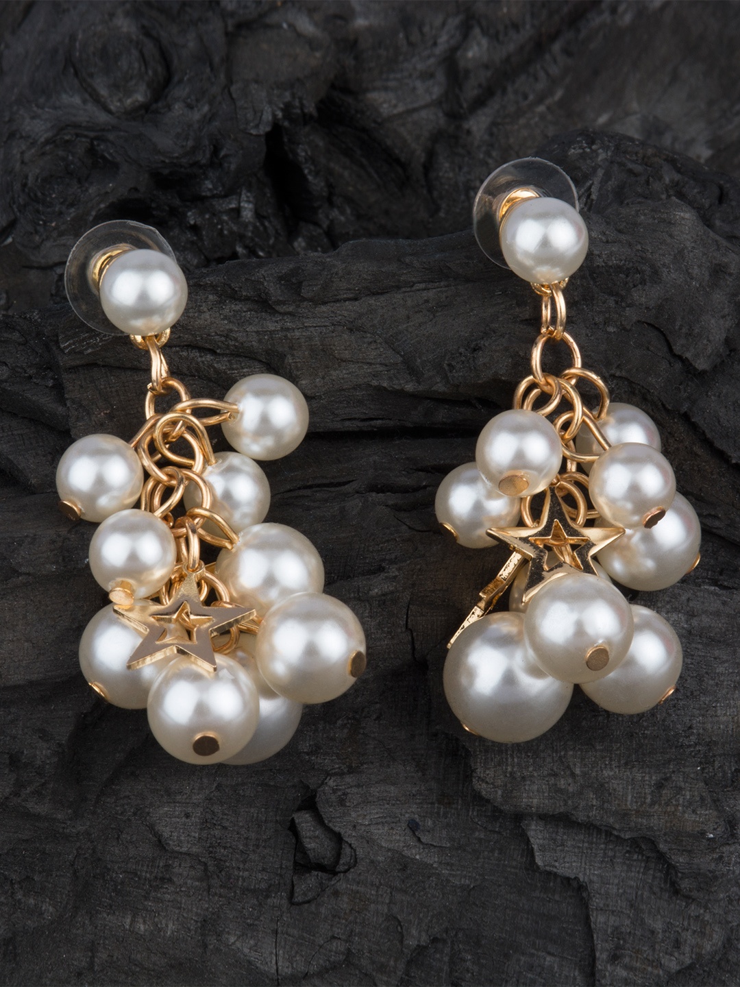 

E2O White & Gold-Plated Contemporary Drop Earrings