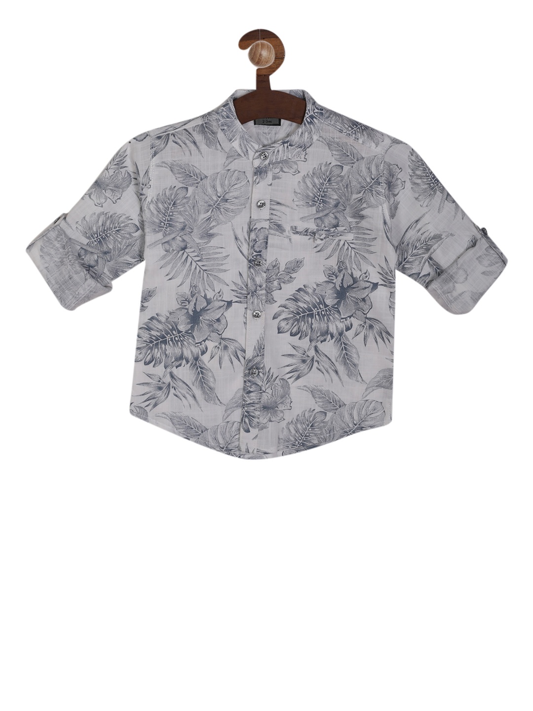 

RIKIDOOS Boys Grey & Blue Regular Fit Printed Casual Shirt