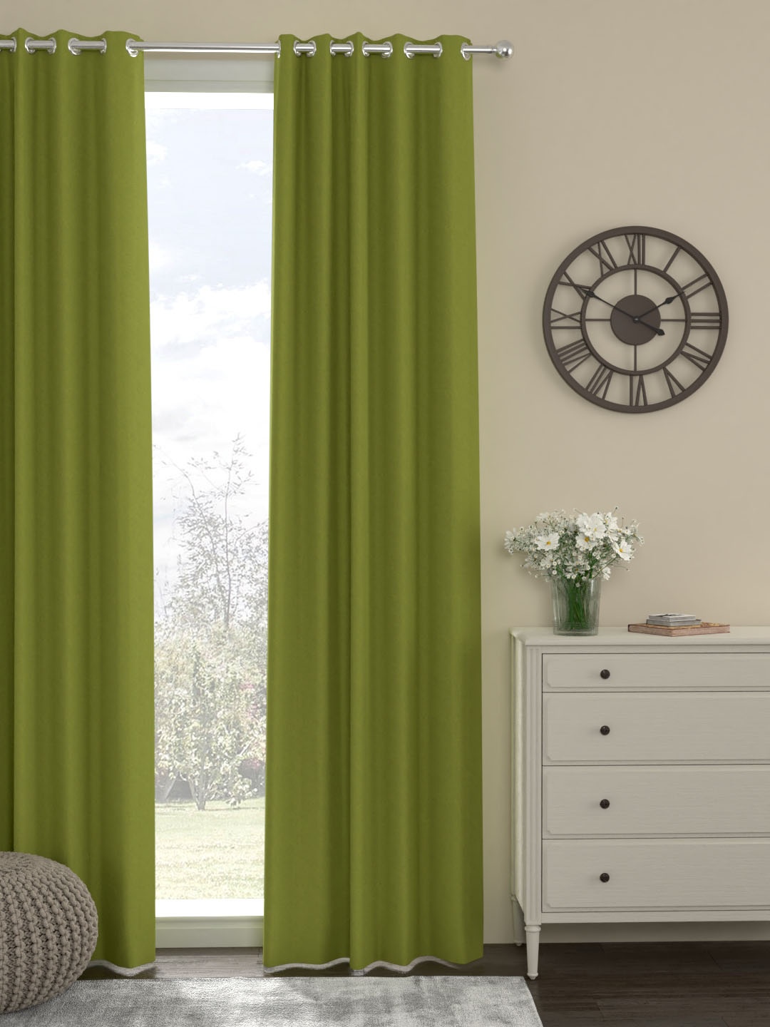 

ROSARA HOME Green Single Door Curtain