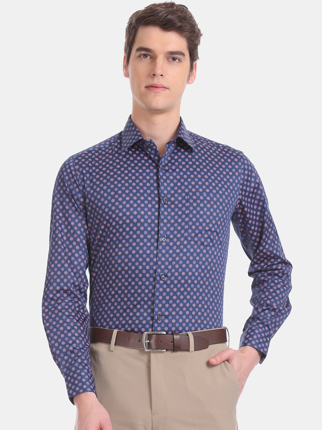

Arrow Men Blue Slim Fit Printed Formal Shirt