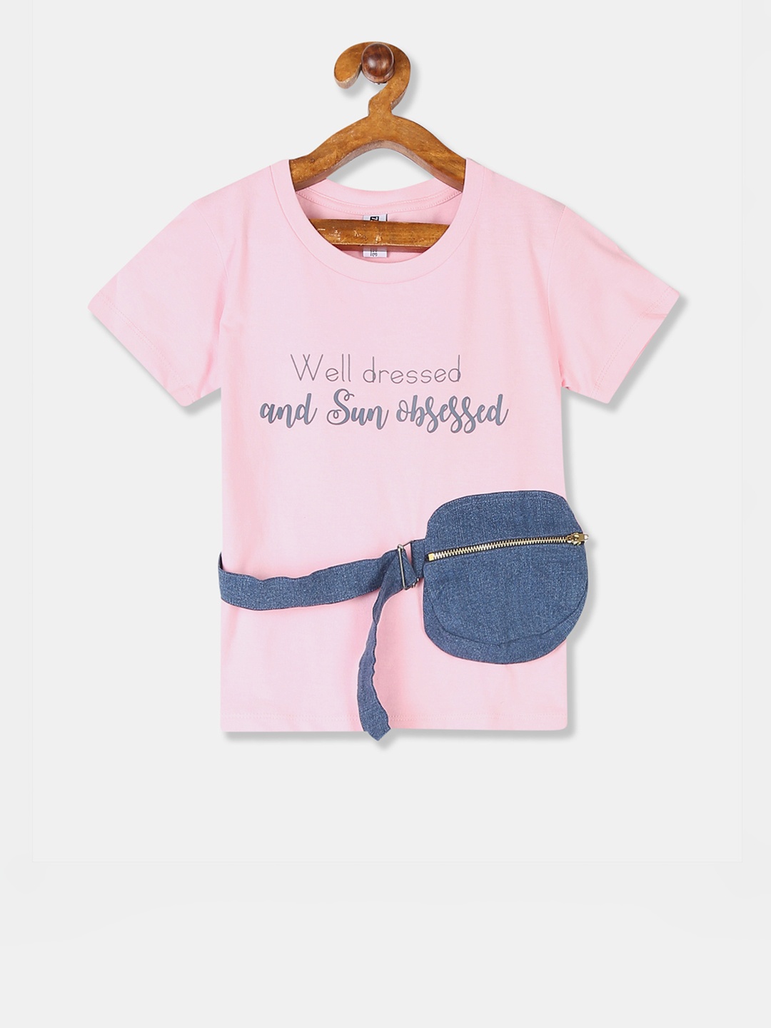 

Cherokee Girls Pink Printed Round Neck Pure Cotton T-shirt