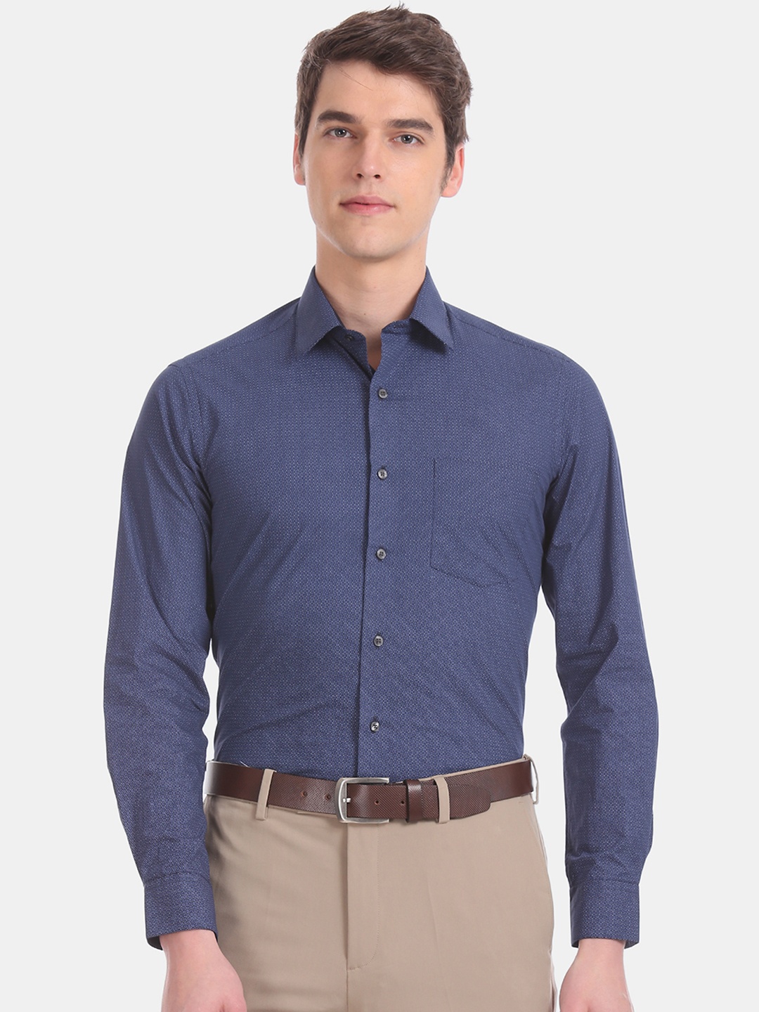 

Arrow Men Blue Slim Fit Printed Formal Shirt