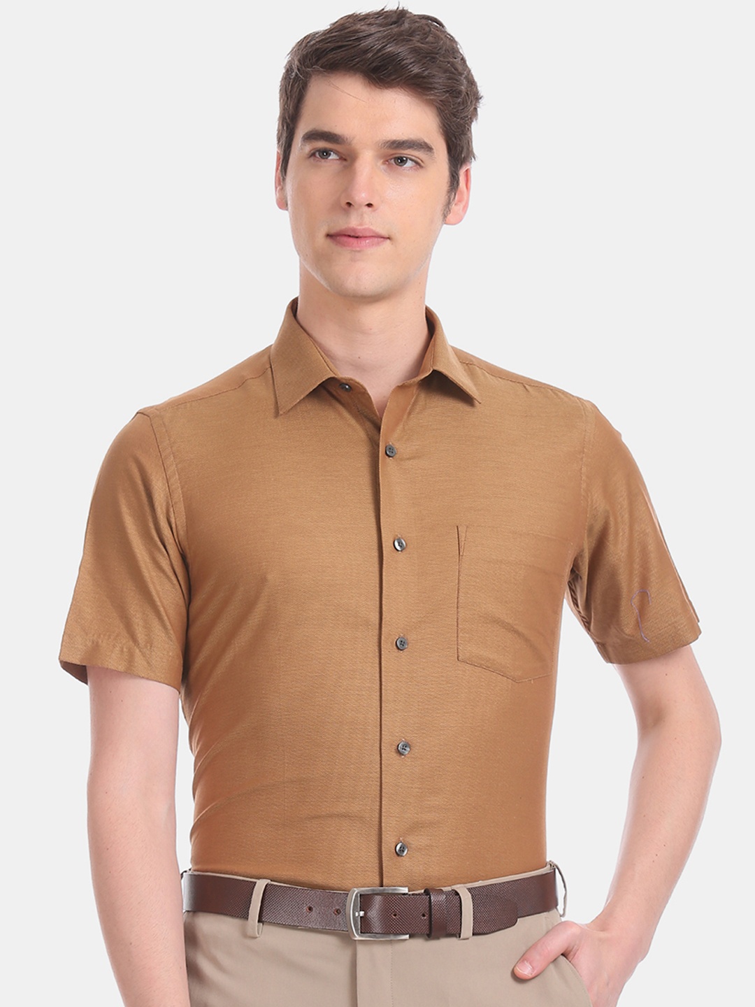 

Arrow Men Brown Regular Fit Self Design Formal Shirt