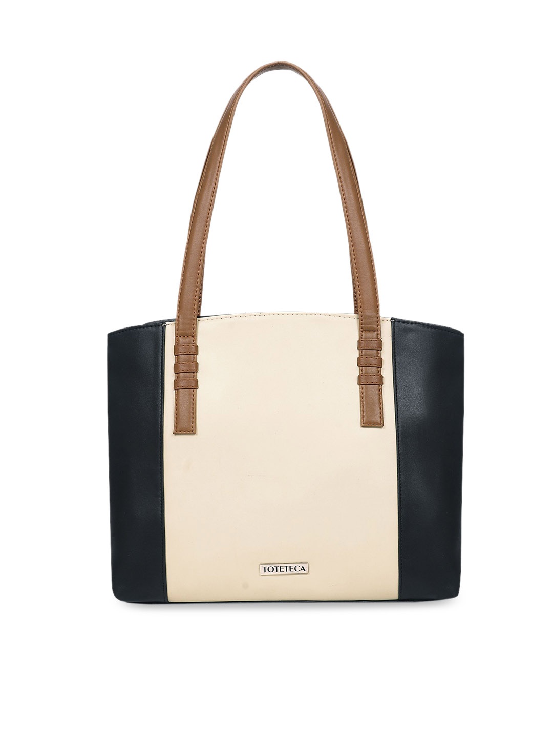 

Toteteca Off-White & Black Colourblocked Shoulder Bag