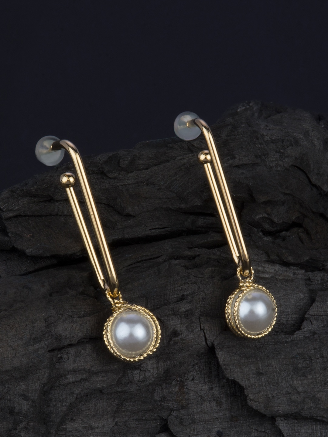 

E2O Gold-Plated & White Contemporary Drop Earrings