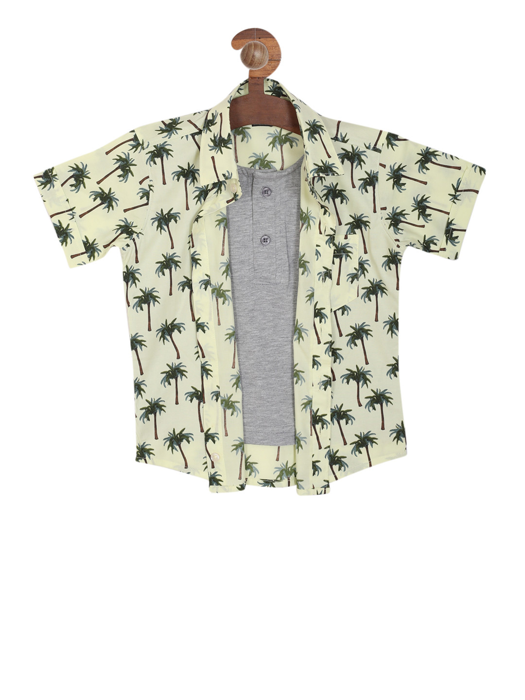 

RIKIDOOS Boys Lime Green & Grey Regular Fit Printed Casual Shirt