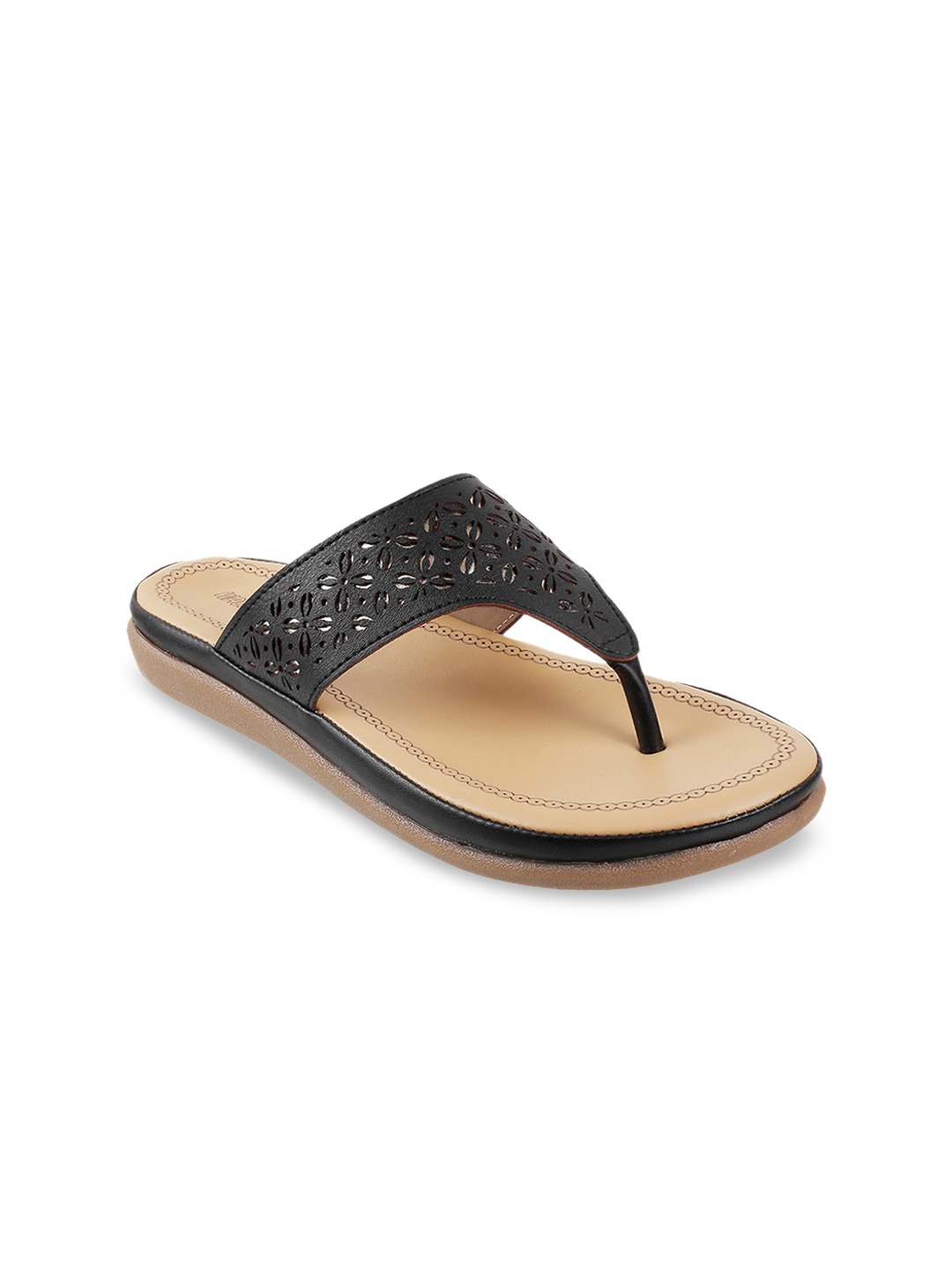 

WALKWAY by Metro Women Black Solid Open Toe Flats