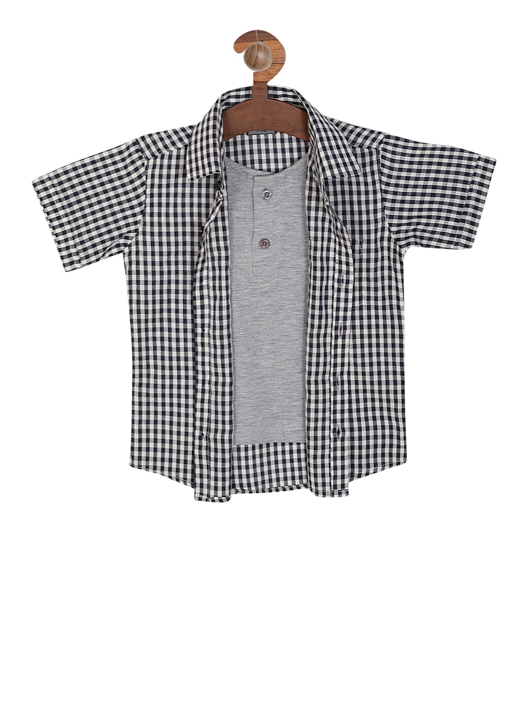 

RIKIDOOS Boys Navy Blue & Grey Regular Fit Checked Casual Shirt