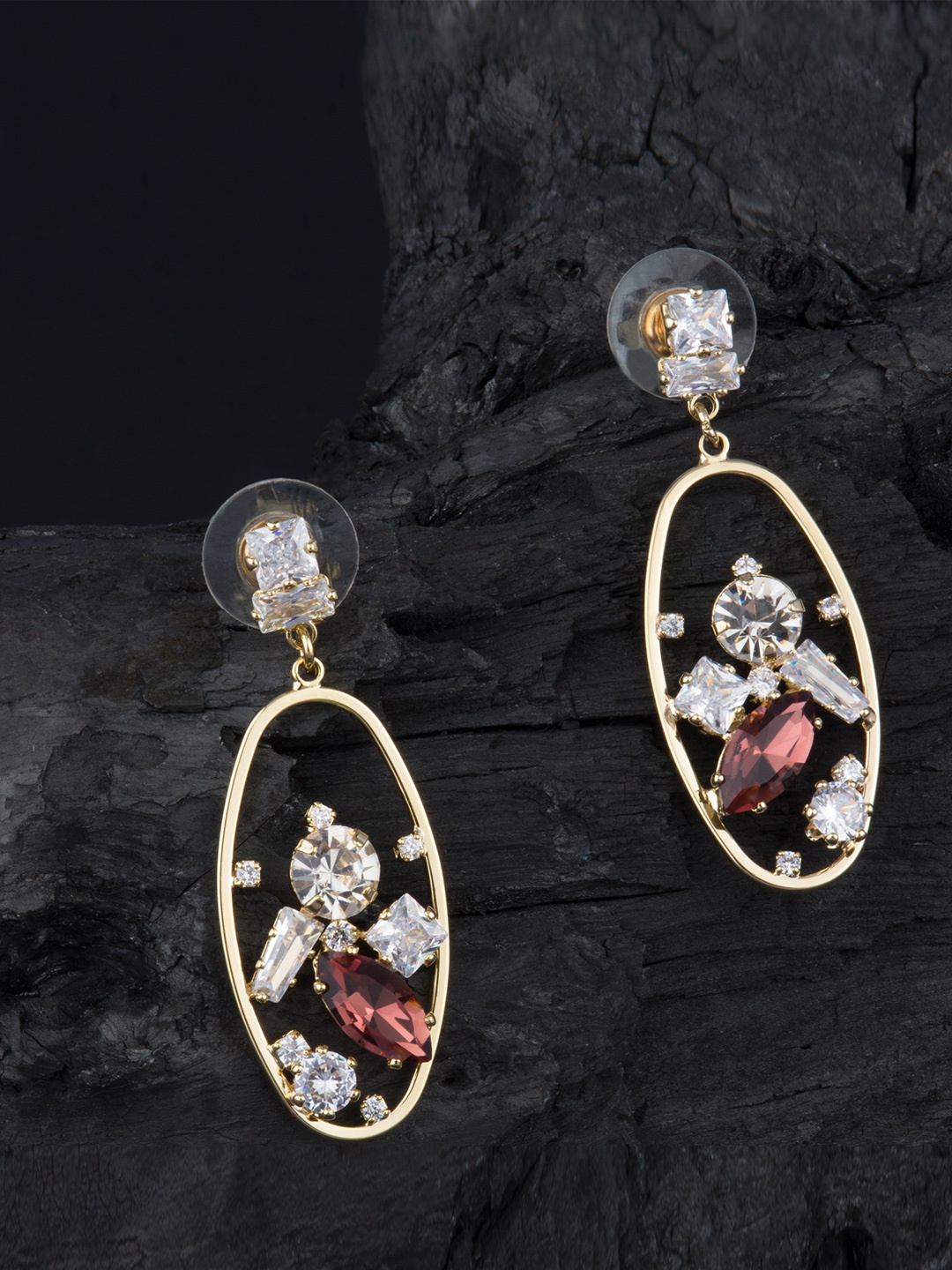 

E2O Gold-Plated Oval Drop Earrings
