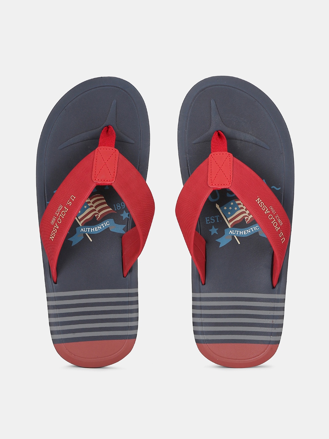 

U.S. Polo Assn. Men Red & Blue Printed Thong Flip-Flops