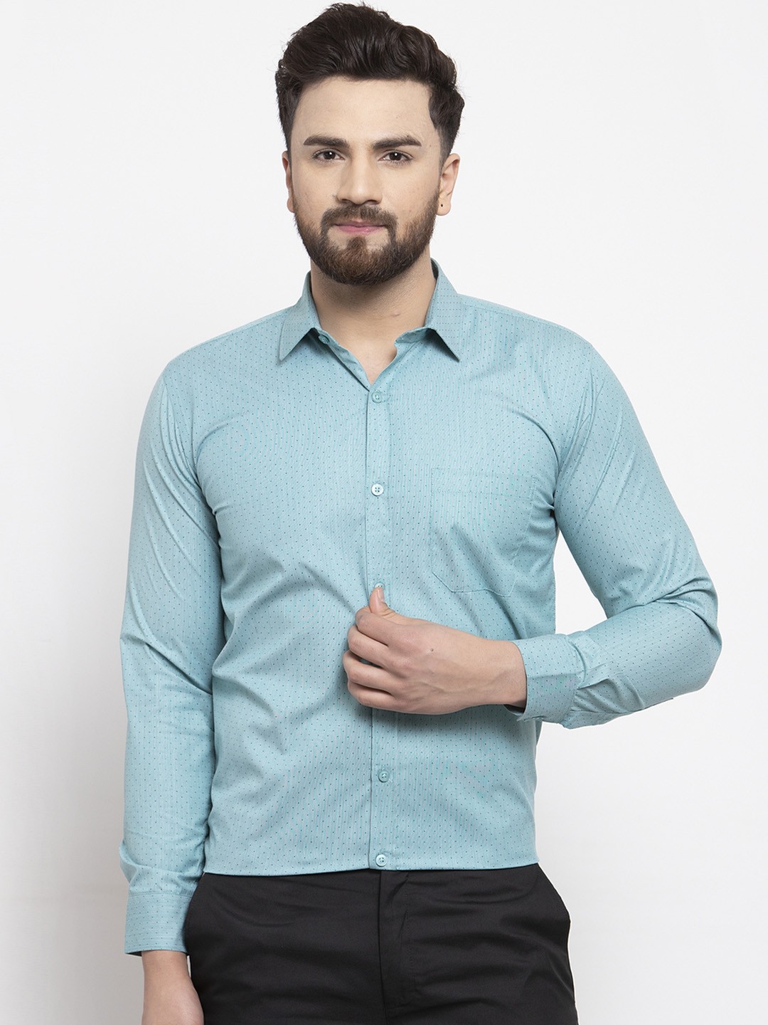 

JAINISH Men Green Classic Regular Fit Printed Formal Shirt